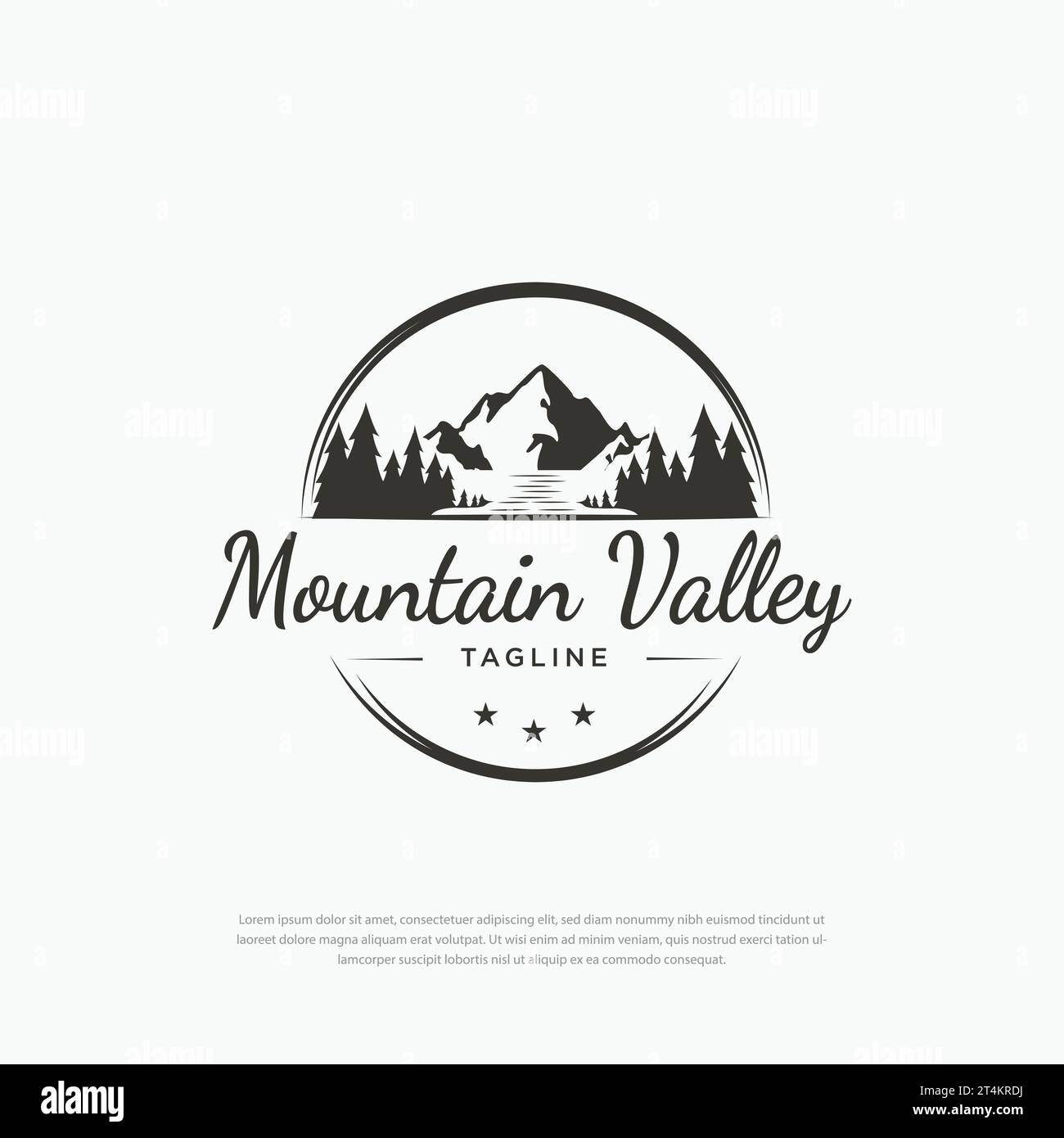 Company logo vintage nature black mountain circle Vector Image Stock
