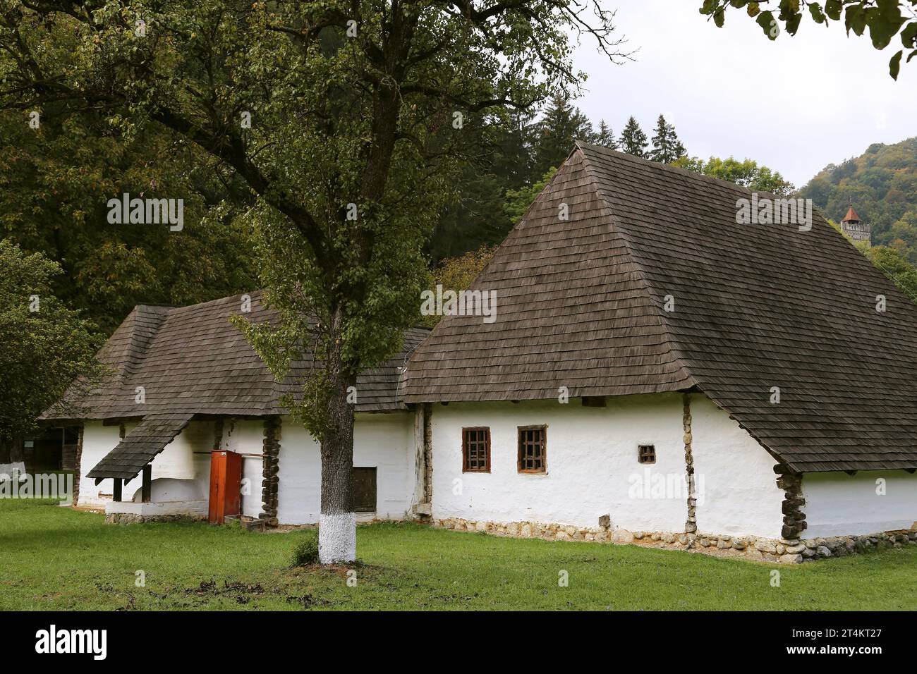 Traditional rural building, Bran Village Museum, Bran, Braşov County, Transylvania, Romania, Europe Stock Photo