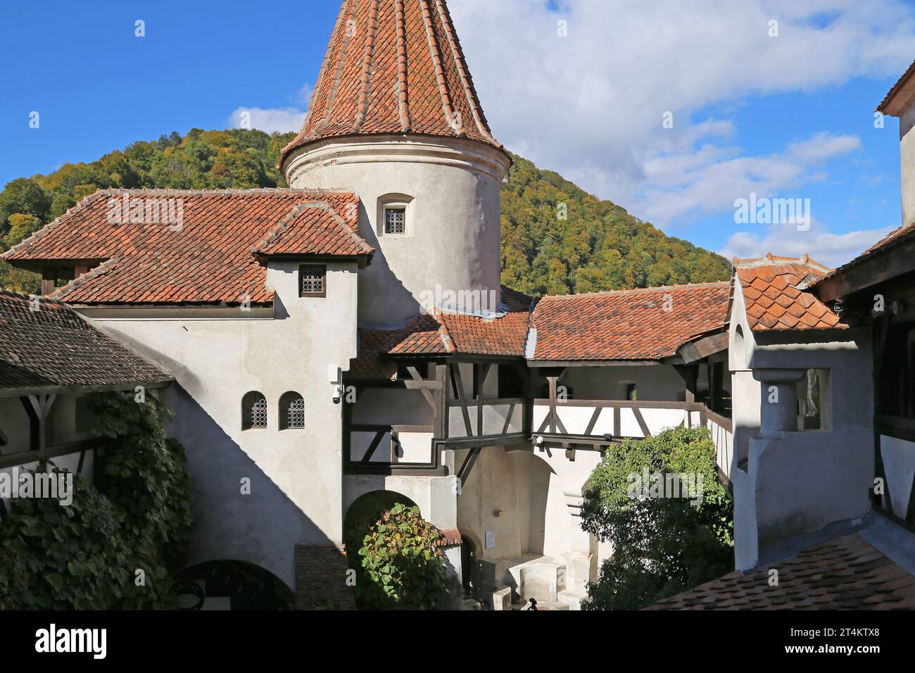 Courtyard, Bran Castle, Bran, Braşov County, Transylvania, Romania, Europe Stock Photo