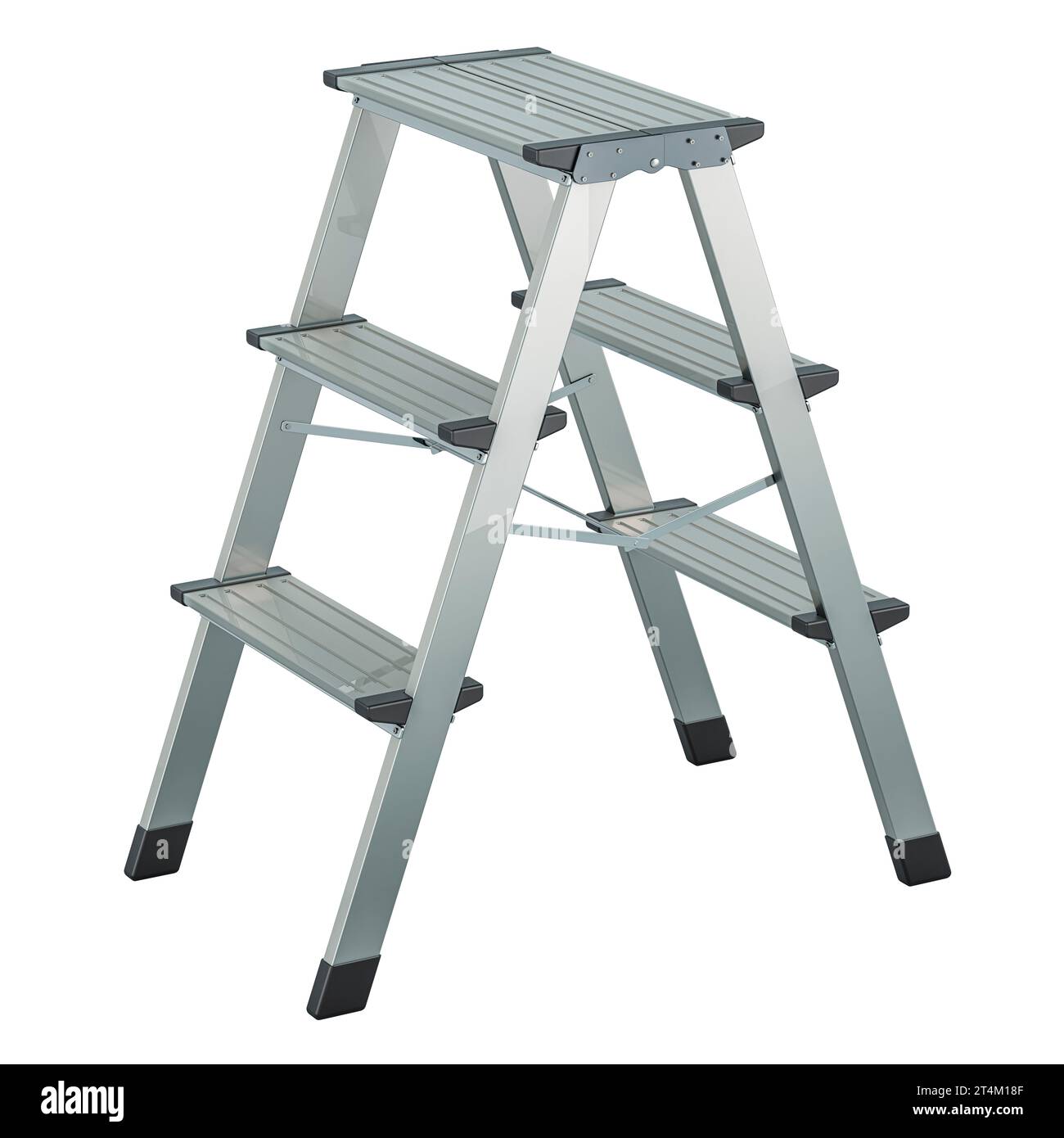 Aluminium Step Ladder, lightweight folding ladder, portable slim step stool, 3D rendering