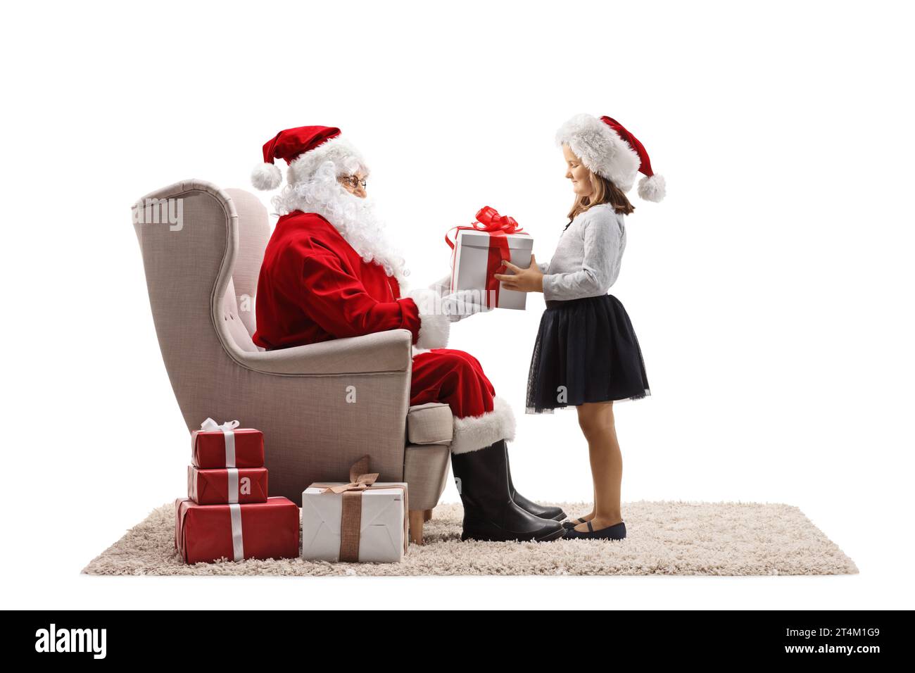 Girl sitting on santa claus hi-res stock photography and images - Alamy