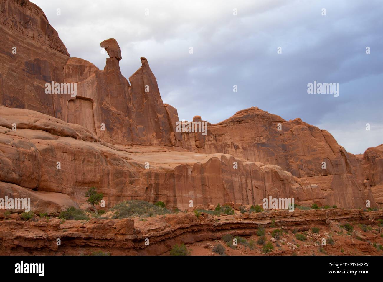 Queen Nefertiti Rock on the Park Avenue Trail in the Courthouse Towers area of Arches National Park, Moab, Utah, USA Stock Photo