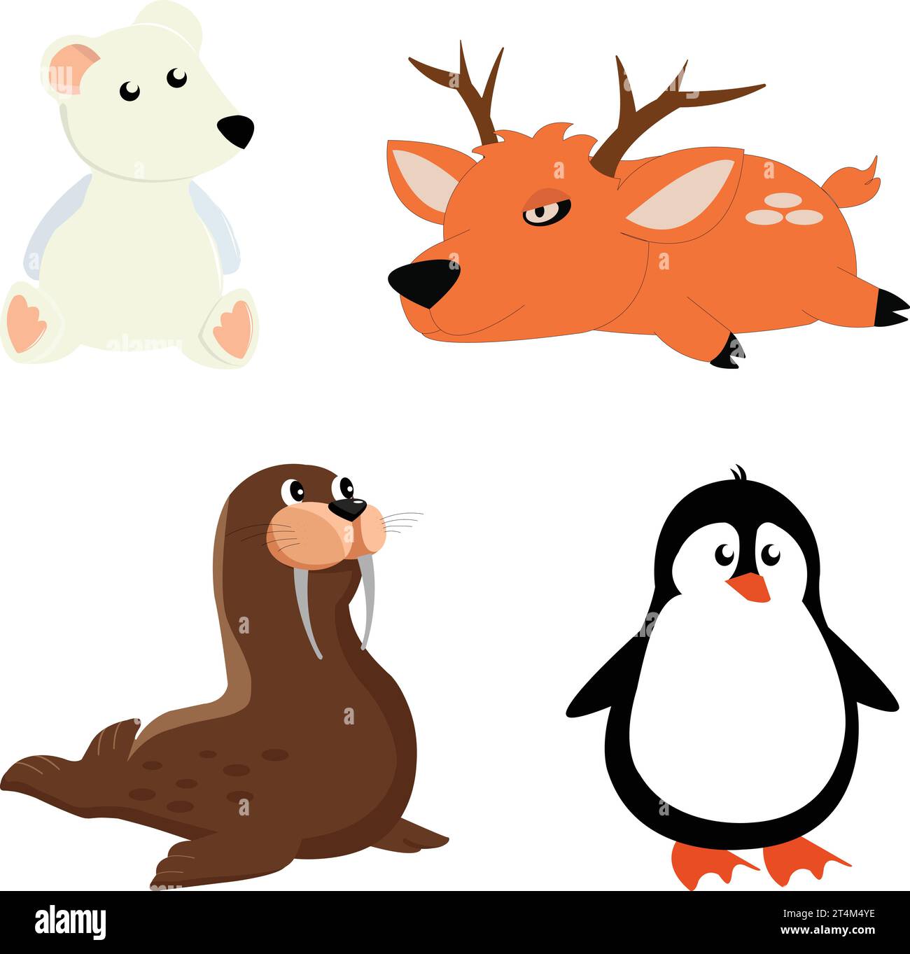 Penguin white bear deer lionsea Royalty Free Vector Image Stock Vector