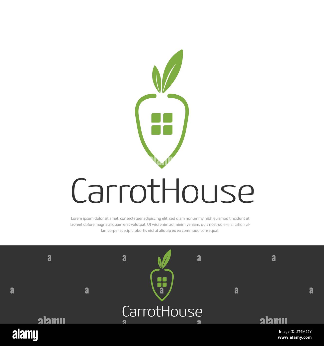 Green leaf carrot house modern logo design Vector Image Stock Vector