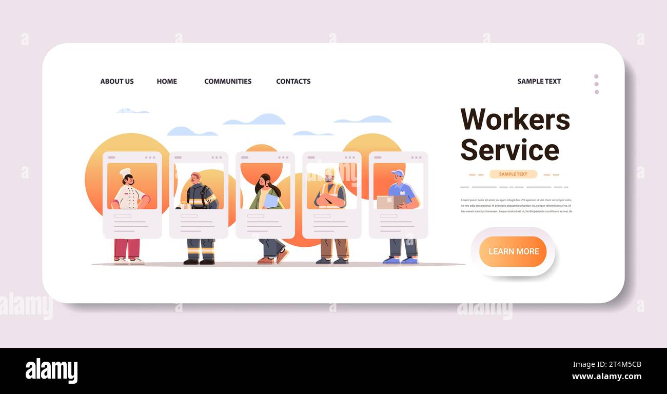 Group happy diverse workers Stock Vector Images - Alamy