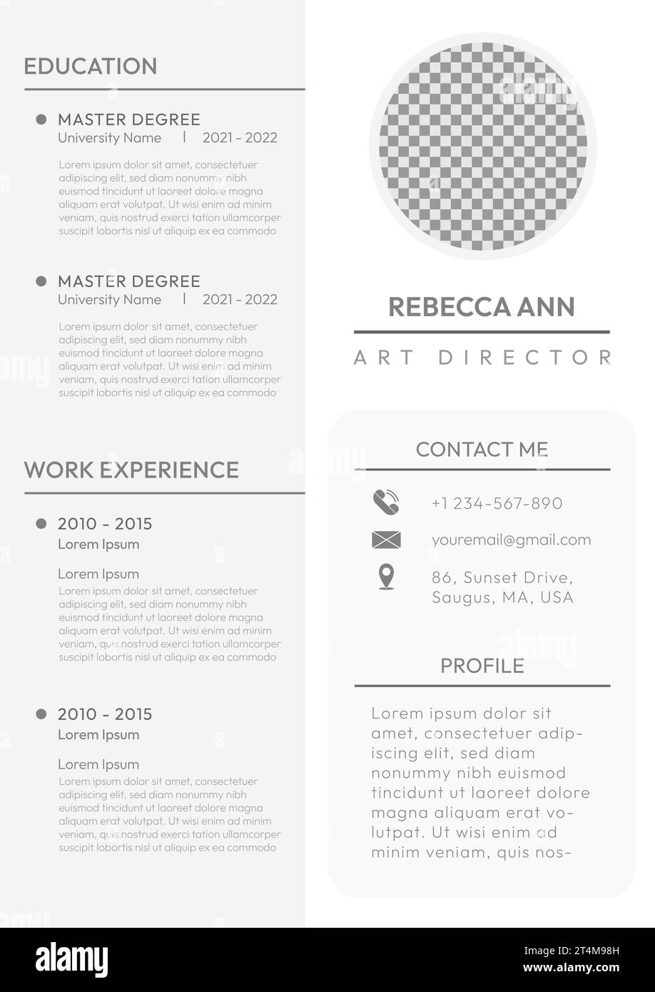 Minimalist cv resume template elegant with grey co Stock Vector