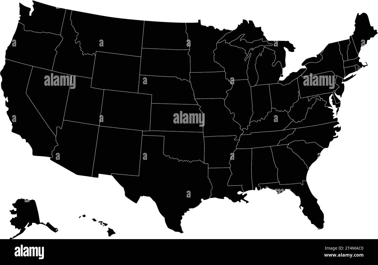United States map vector isolated - United States Map Vector Isolated On White Backdrop 2T4MAC0 