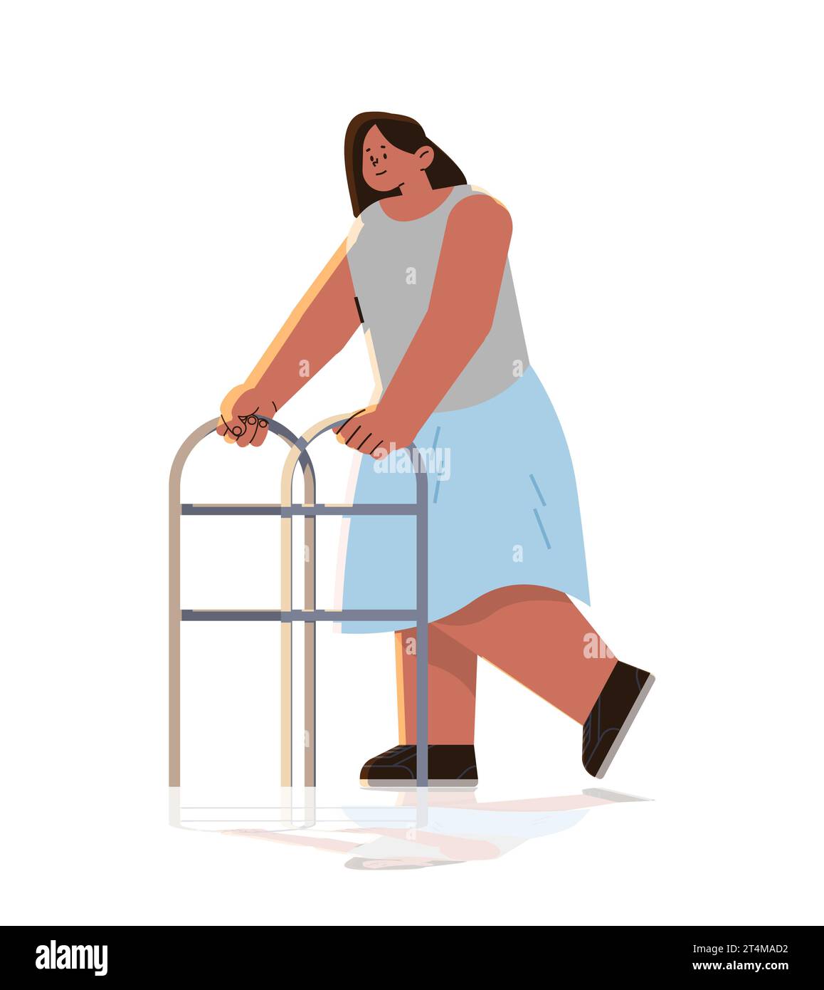 disabled woman standing with walking stick people with disabilities concept Stock Vector Image