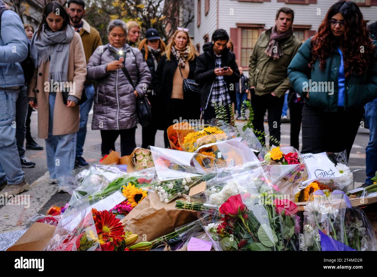 New York City, NY, USA. 31st Oct, 2023. Memorial for Actor Matthew Perry who passed away on October 28th 2023 in New York City. Credit: Katie Godowski/Media Punch/Alamy Live News Stock Photo