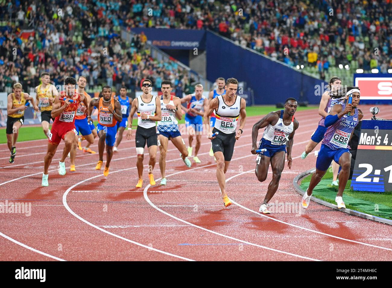 Men's 4x400 metres relay final. European Championships Munich 2022 Stock Photo