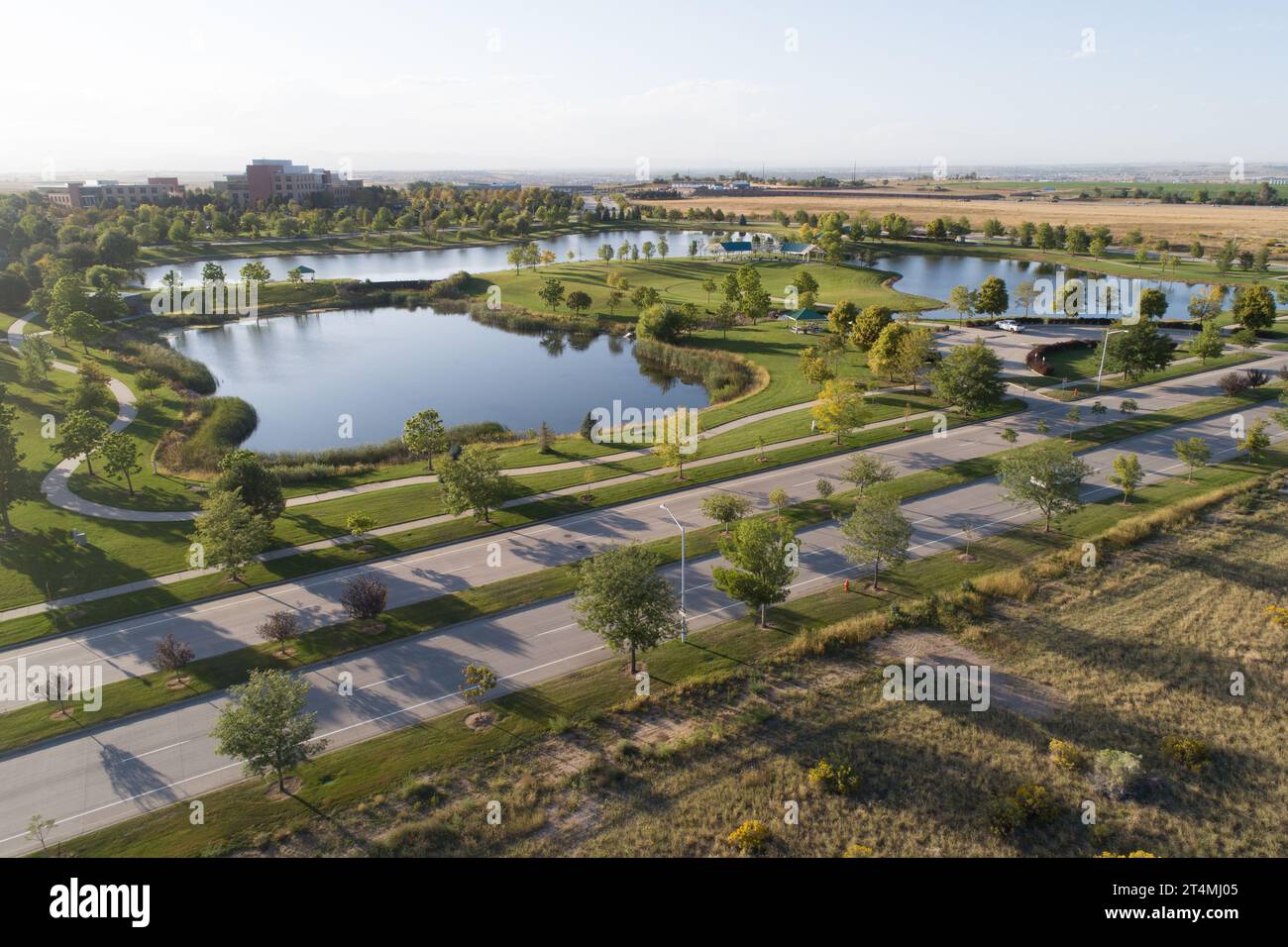 Promontory park greeley colorado community minded businesses provide beautiful outdoor space for residents. Stock Photo
