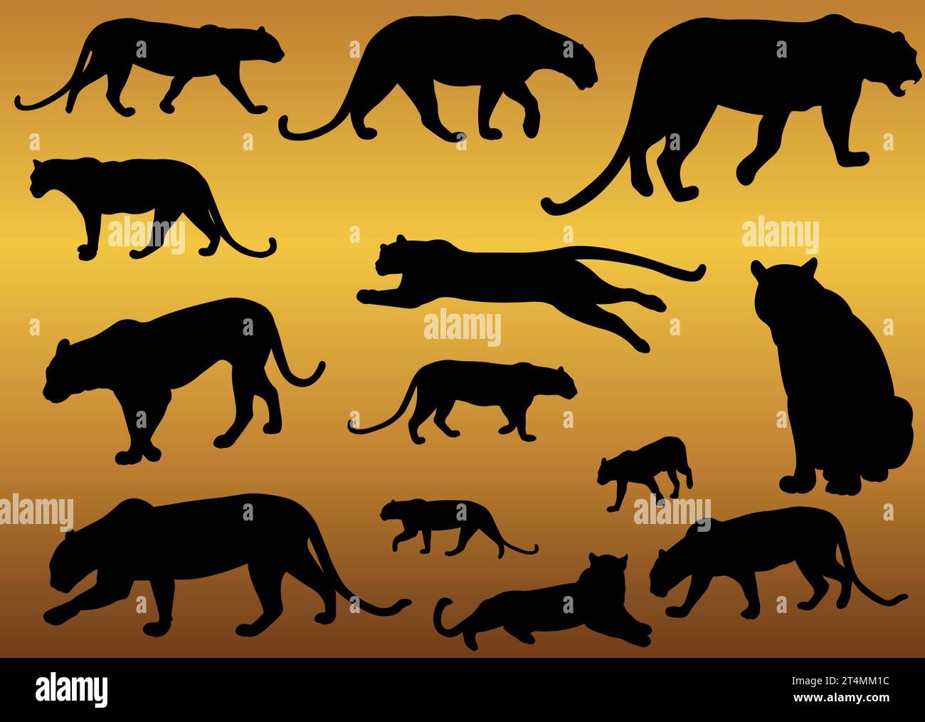 Leopard predator animal silhouettes Royalty Free Vector Stock Vector