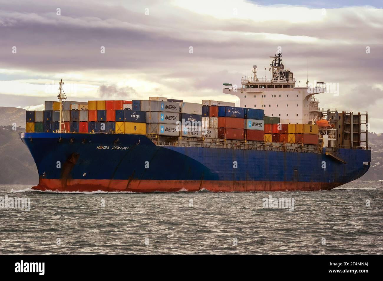 Container ship, Wellington Harbour, New Zealand Stock Photo Alamy