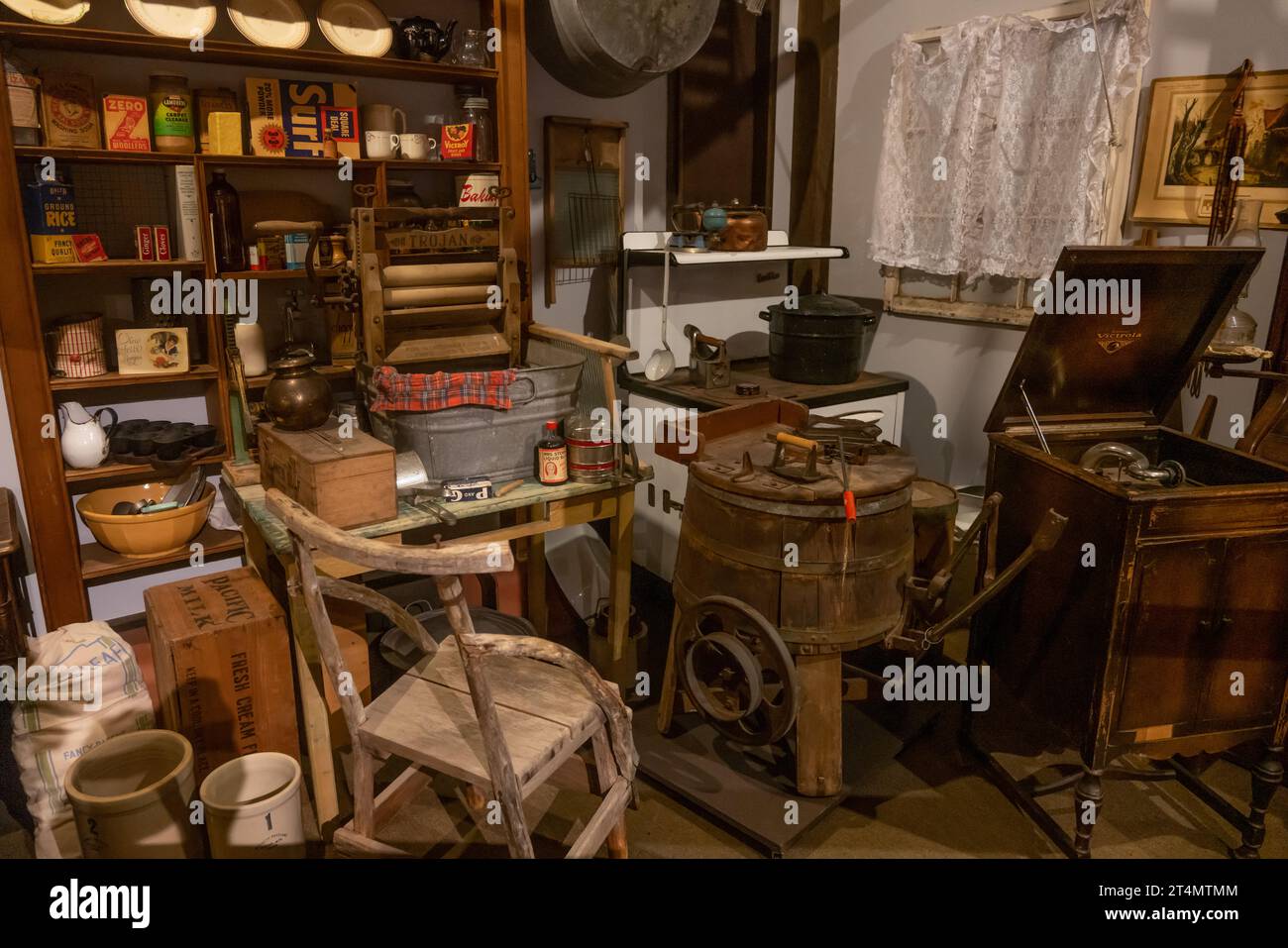 Old antiques in the Port Hardy museum. Stock Photo