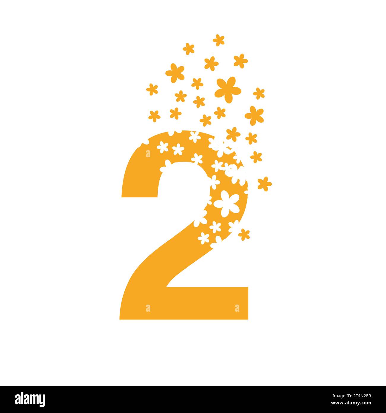 Number 2 dissolves into a cloud of flowers Vector Image Stock Vector