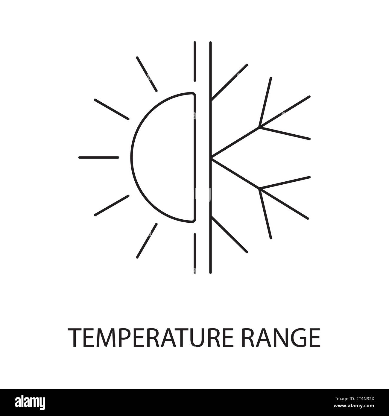 Temperature range line icon vector for food packaging, illustration of half sun and half