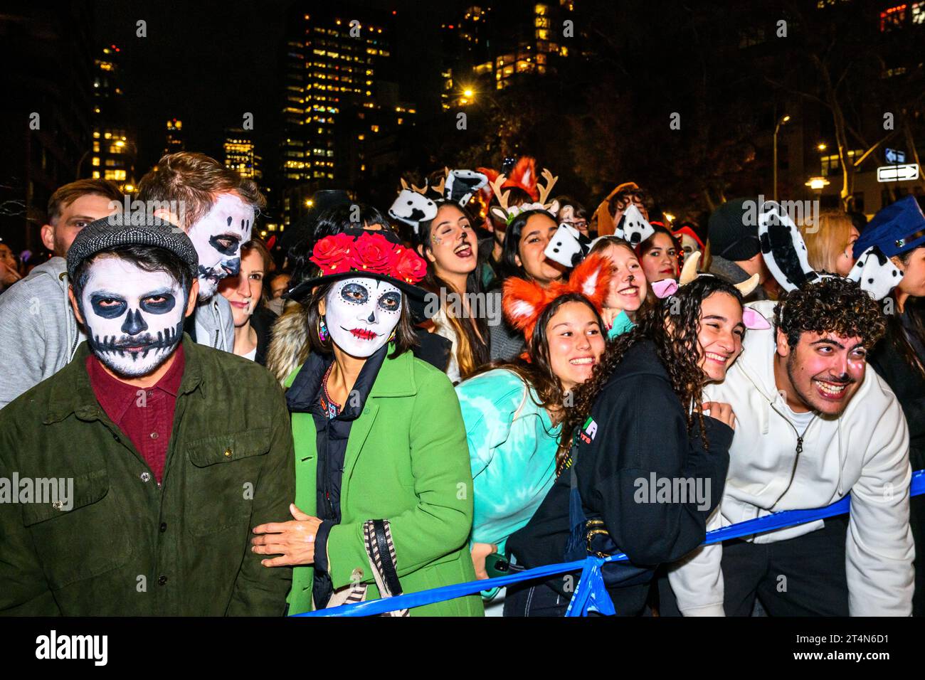 New York, USA. 31st Oct, 2023. People wear costumes as they participate