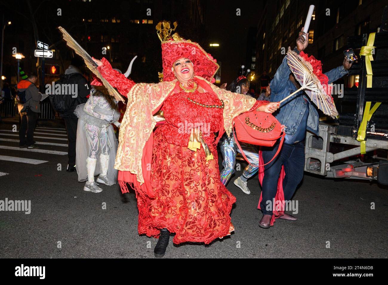 New York, USA. 31st Oct, 2023. People wear costumes as they participate