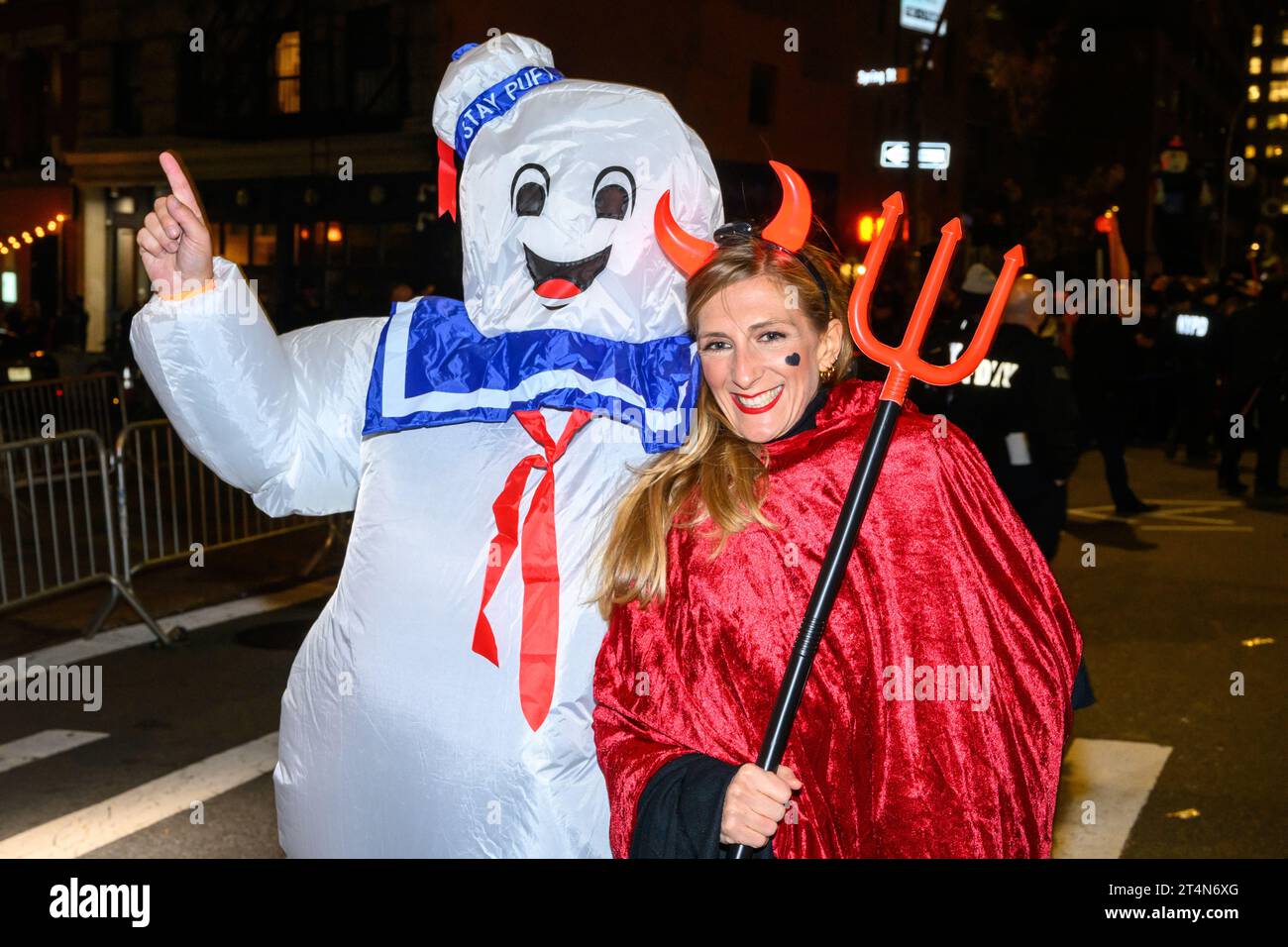 New York, USA. 31st Oct, 2023. People wear costumes as they participate