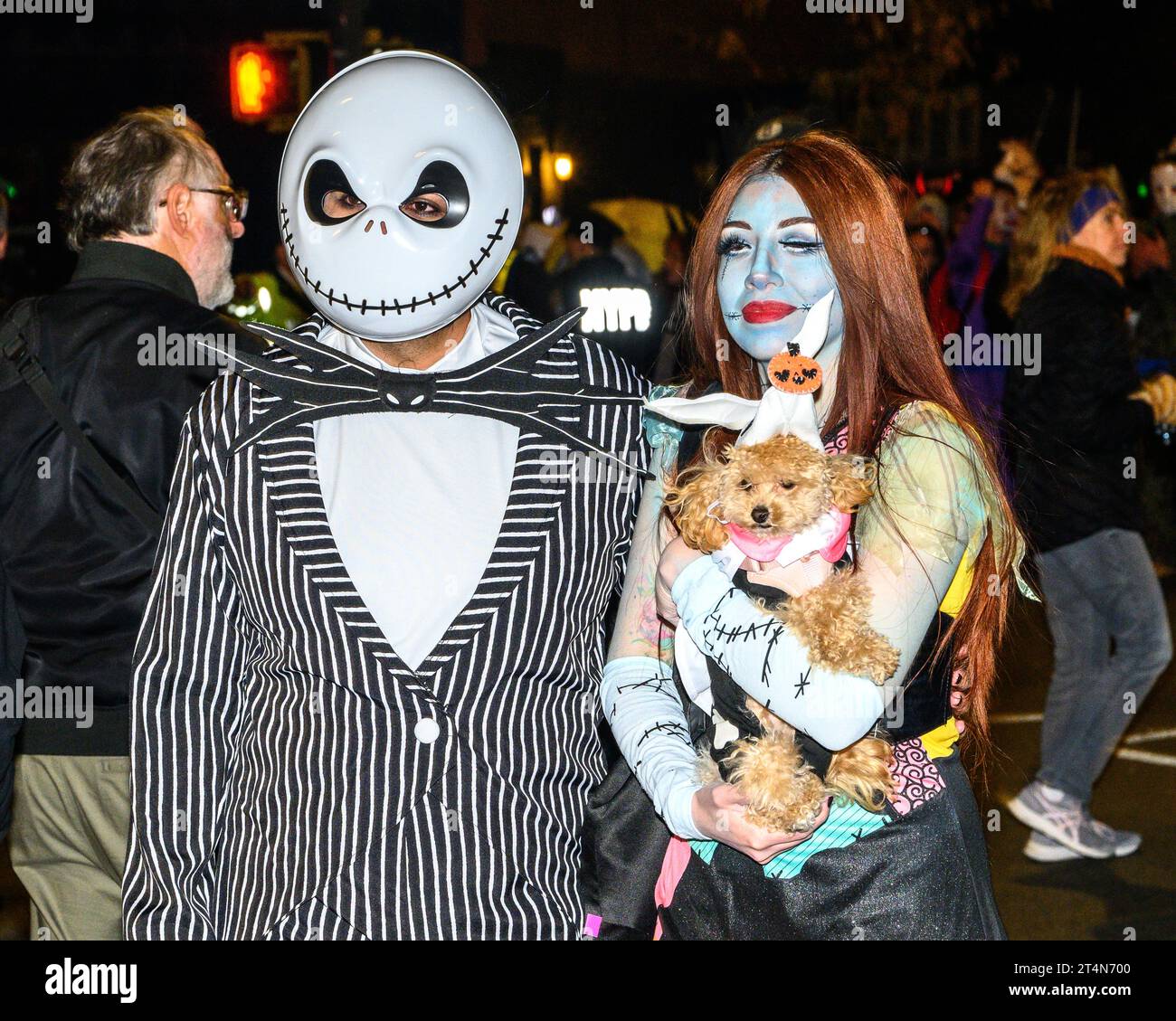 New York, USA. 31st Oct, 2023. People wear costumes as they participate