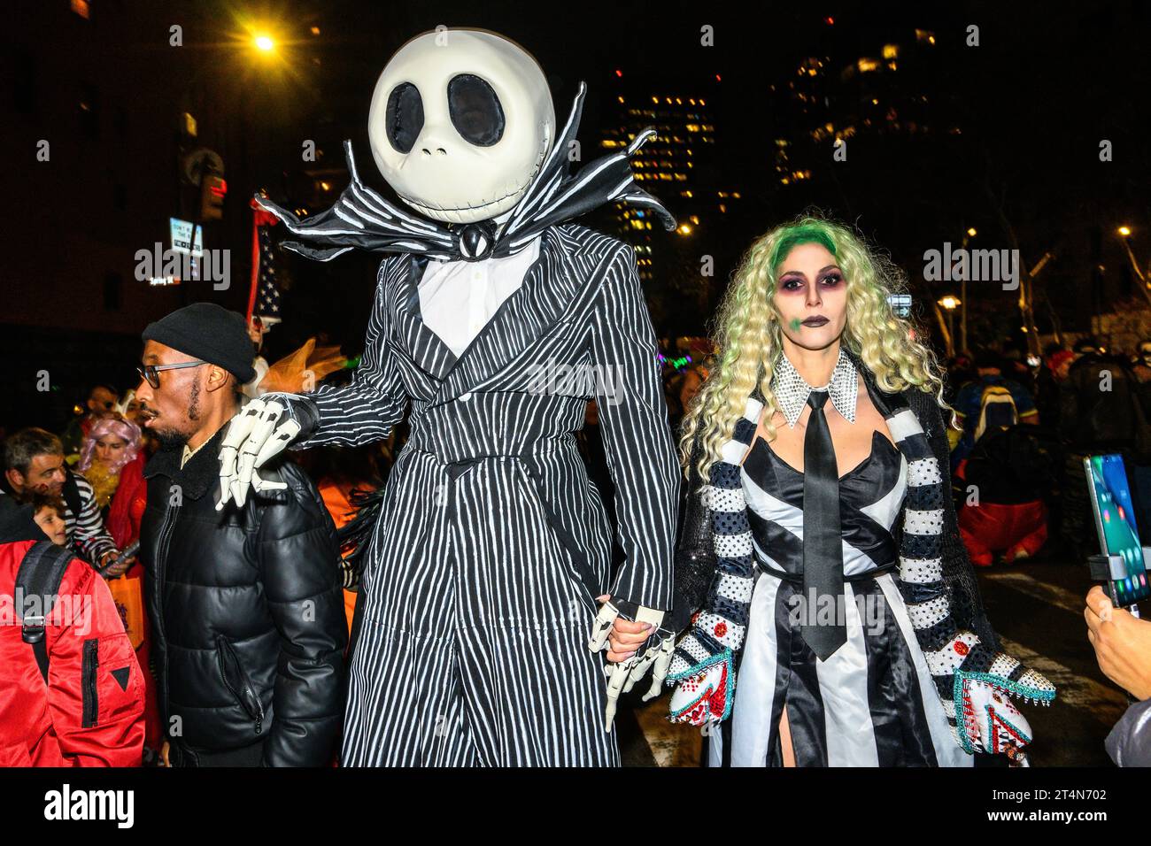 New York, USA. 31st Oct, 2023. People wear costumes as they participate