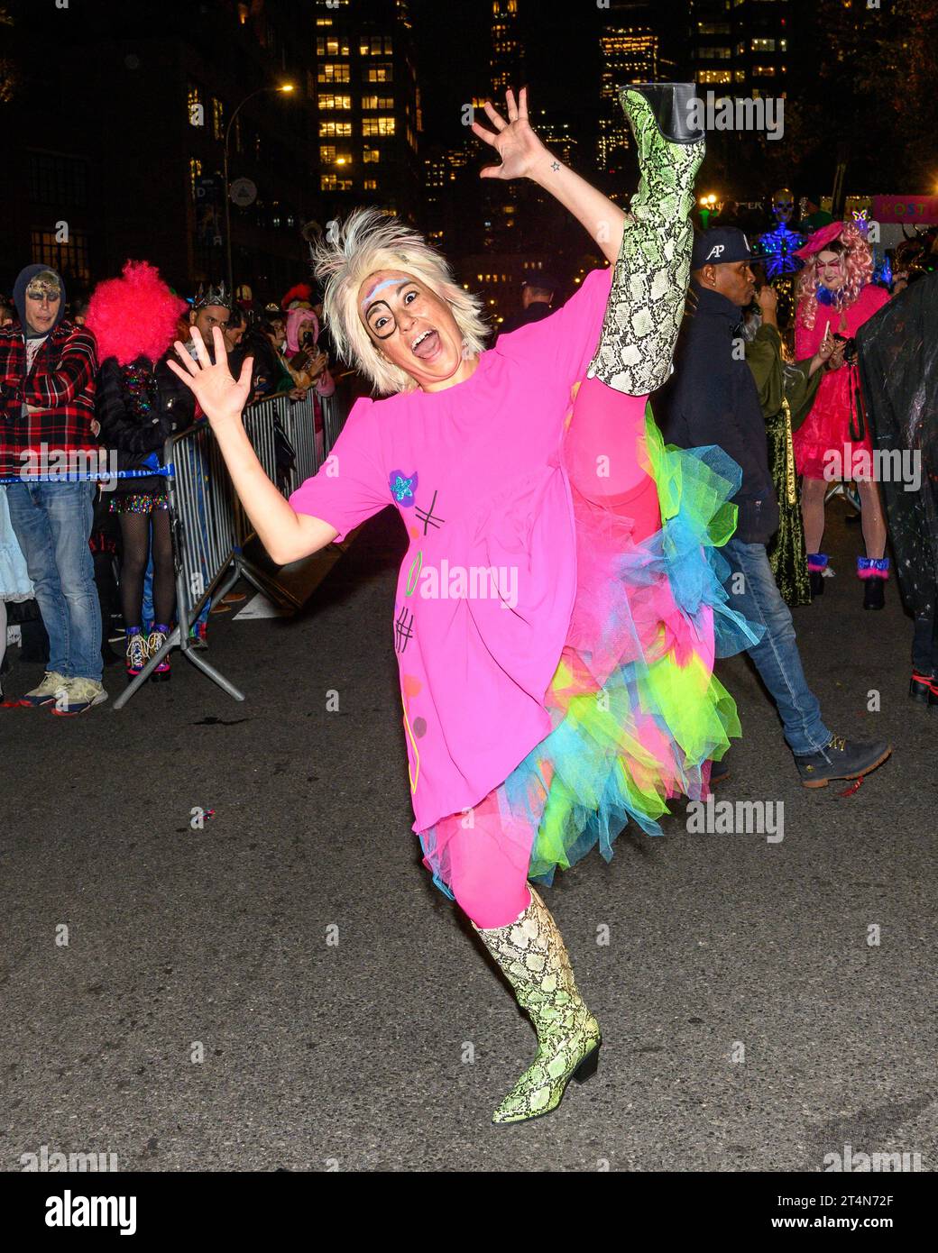 New York, USA. 31st Oct, 2023. People wear costumes as they participate