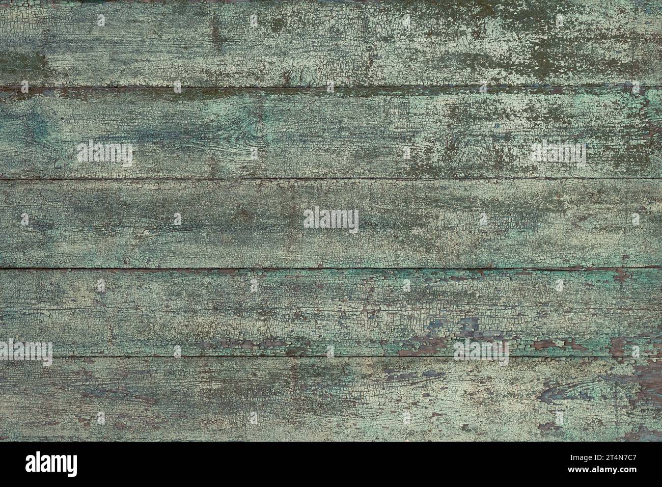 Weathered wooden table. Gray green wood board texture, abstract grunge background. Old woody floor, painted timber rustic wall. Vintage slats, horizon Stock Photo
