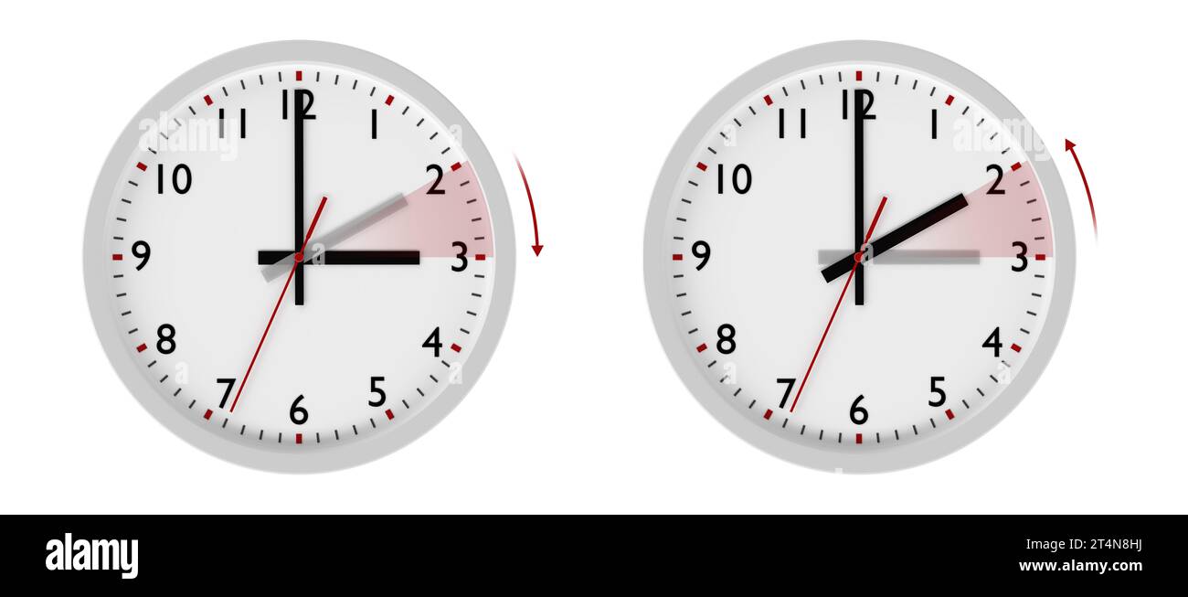 Time change daylight saving time and standard time. 3d illustration