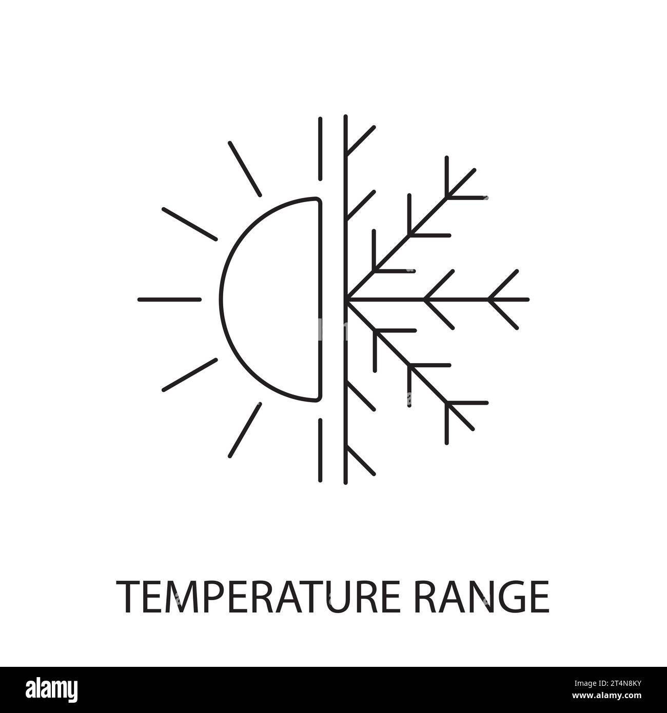 Temperature range line icon vector for food packaging, illustration of half sun and half