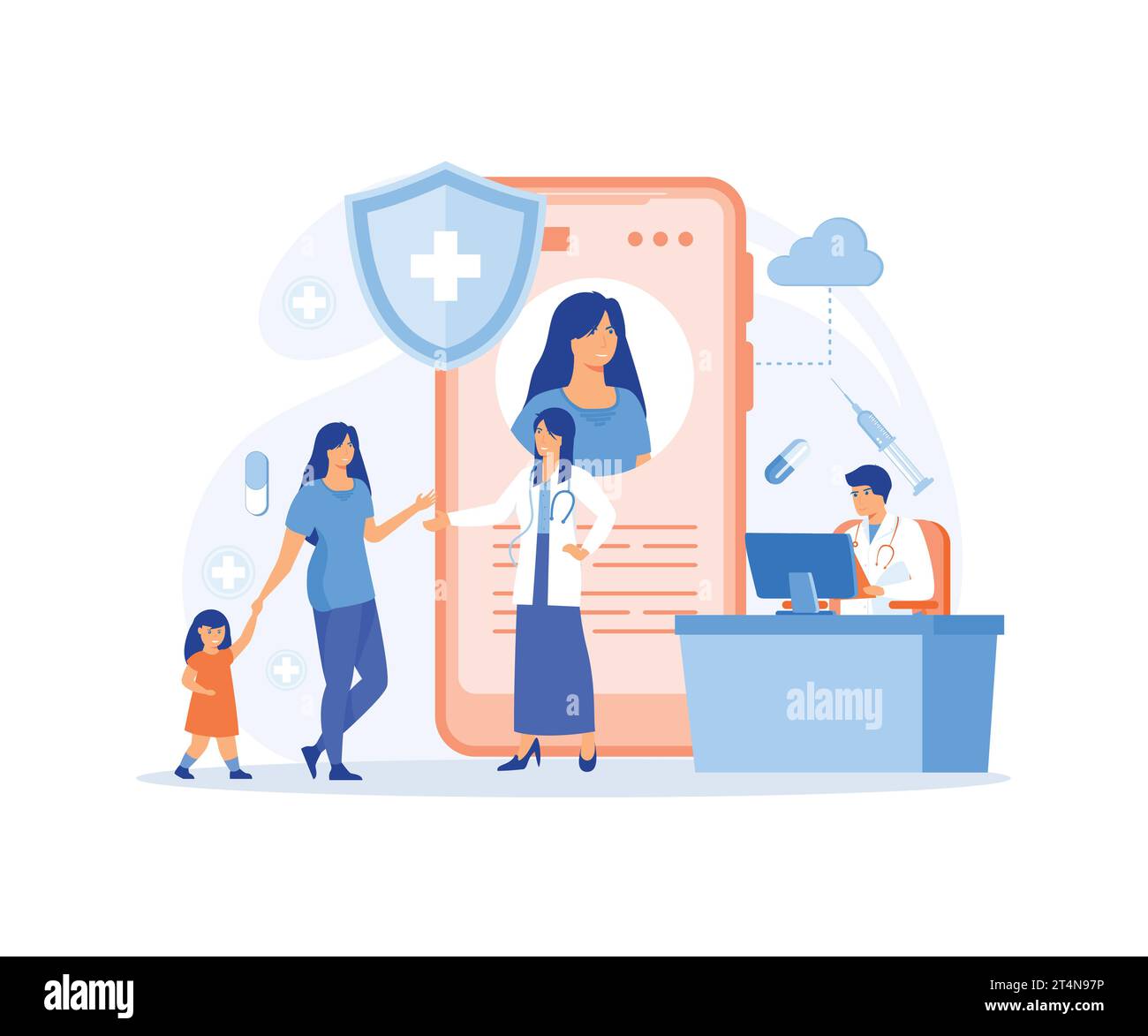 Electronic healthcare. Patient health record, Ehr, computer medical