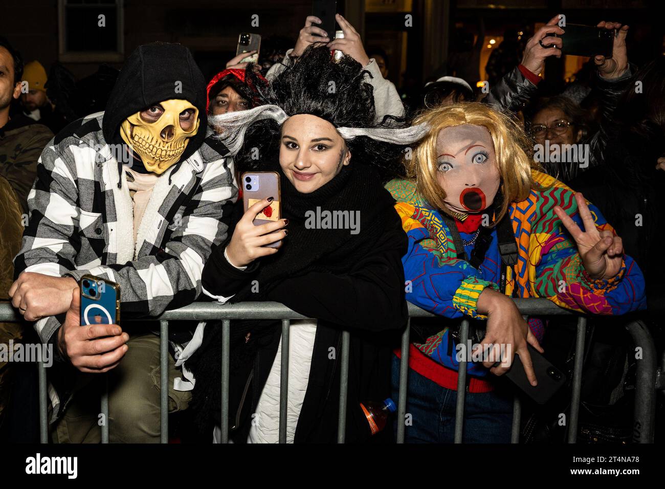 New York, USA. 31st Oct, 2023. Thousands lined the streets along 6th Ave to watch the 50th Halloween Parade in Greenwich Village in New York, New York, on Oct. 31, 2023. (Photo by Gabriele Holtermann/Sipa USA) Credit: Sipa USA/Alamy Live News Stock Photo
