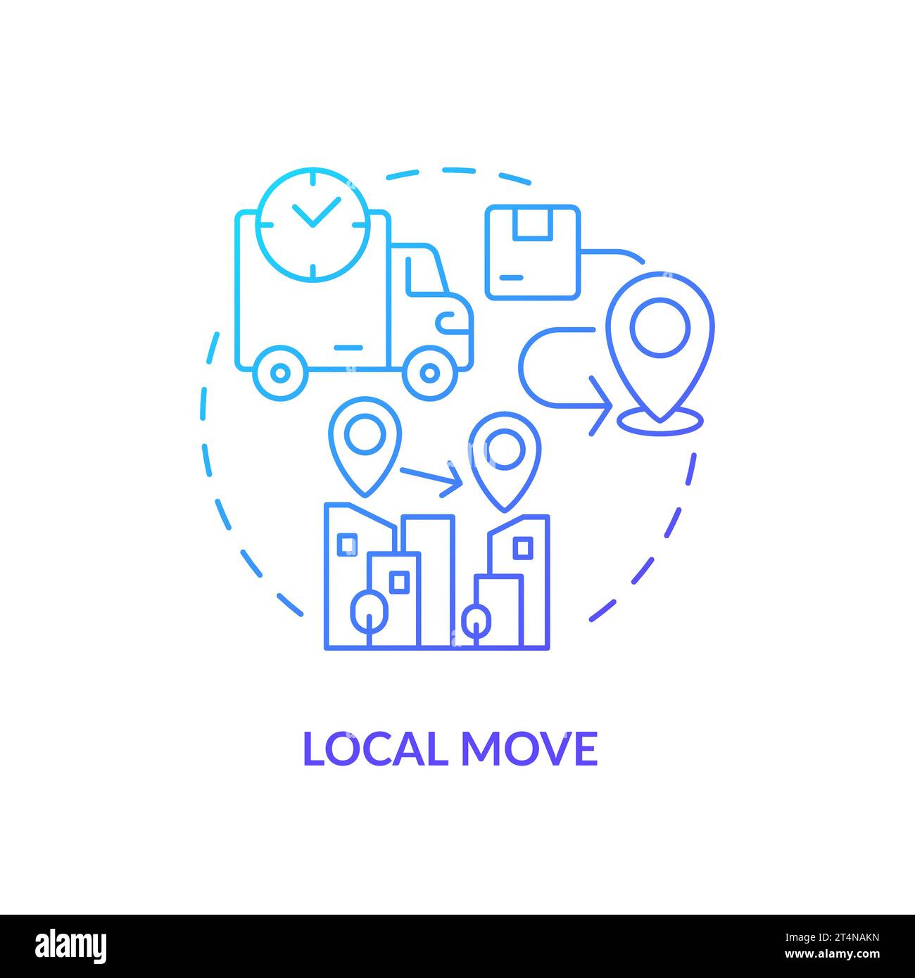 2D simple thin linear local move gradient icon Stock Vector