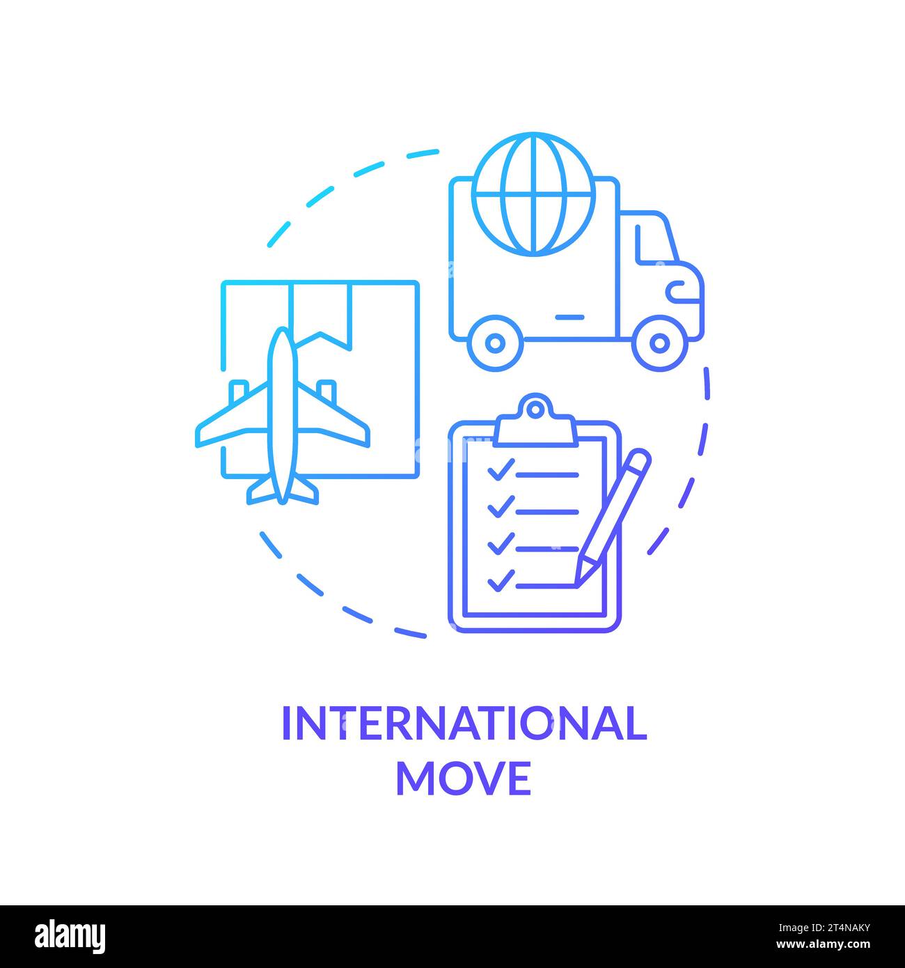 2D simple thin linear international move gradient icon Stock Vector