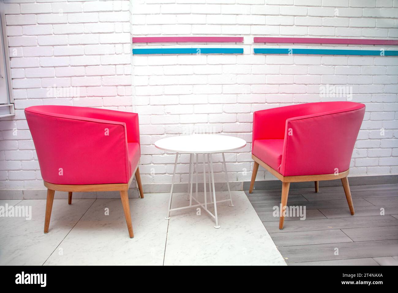 Empty cafe interior modern casual dining. Stock Photo