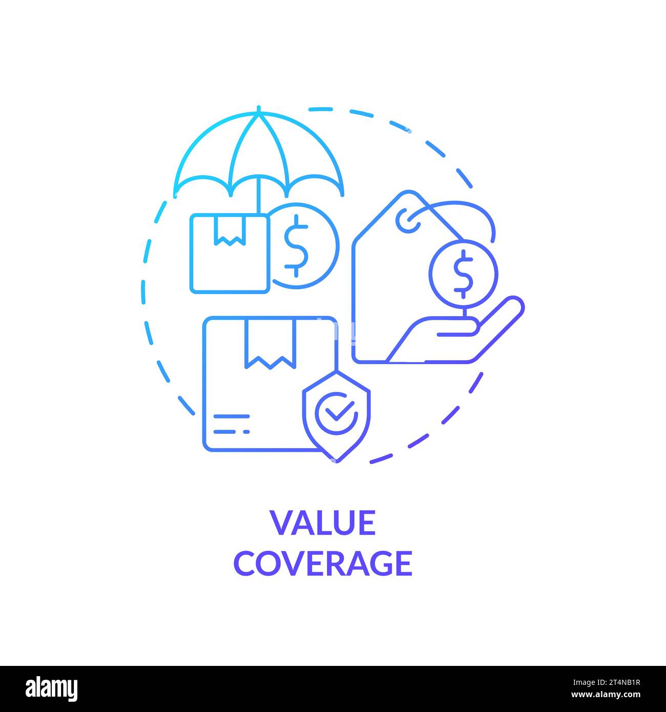 2D simple thin linear value coverage gradient icon Stock Vector
