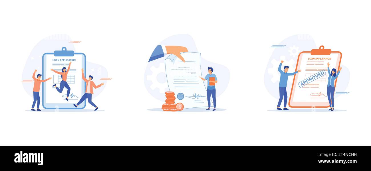 loan approved concept, happy business people with loan approved form