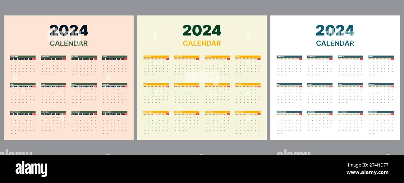 2024 year calendar vector vectors hi-res stock photography and images ...