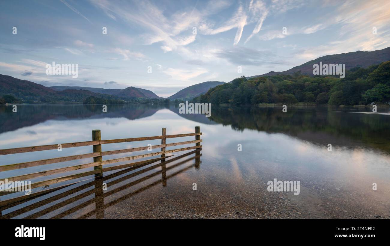 Sunrise, Rydal Water, Grasmere, Lake District National Park, Cumbria, England, United Kingdom Stock Photo