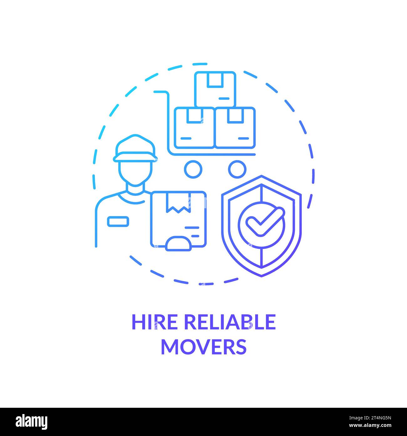 2D simple thin linear hire reliable movers gradient icon Stock Vector