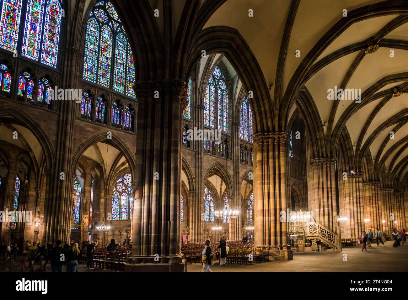 Interior view, Strasbourg Cathedral, Strasbourg, Alsace, France Stock Photo