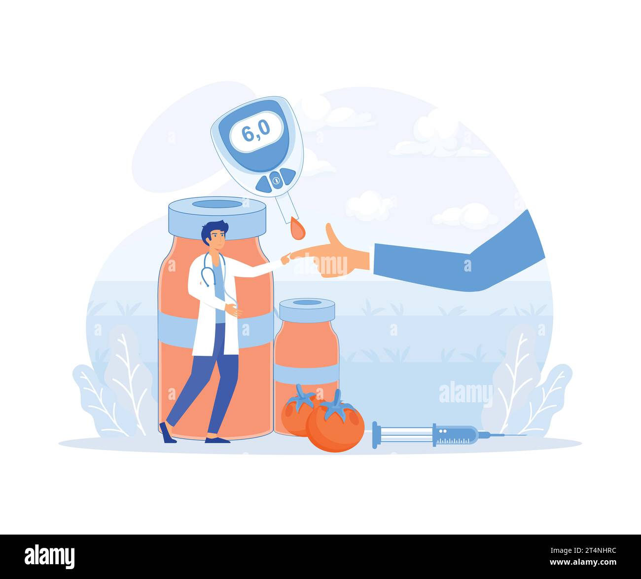 Diabetes concept, high sugar level in blood persons, Illness treatment