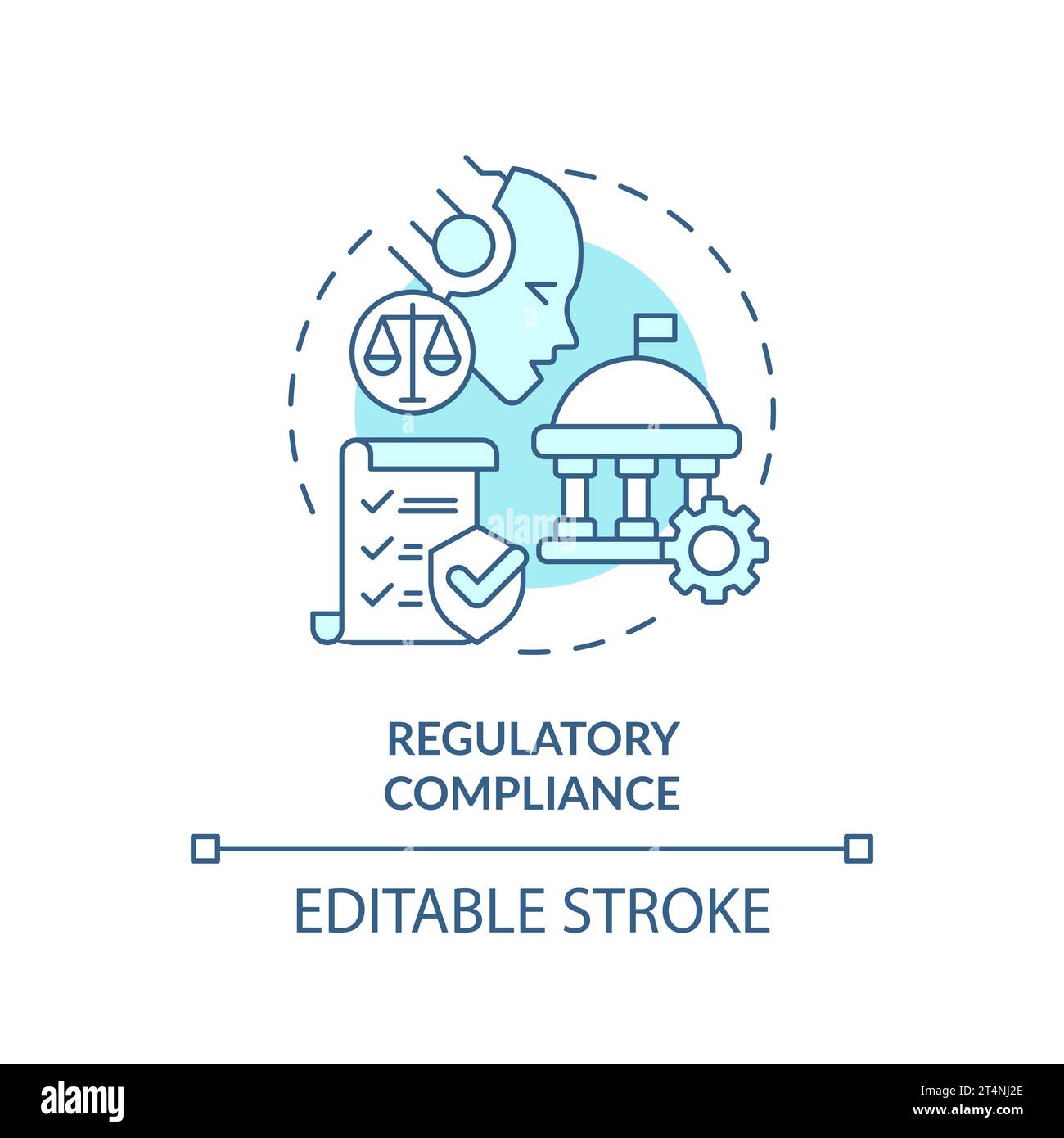 2D thin line blue icon regulatory compliance concept Stock Vector