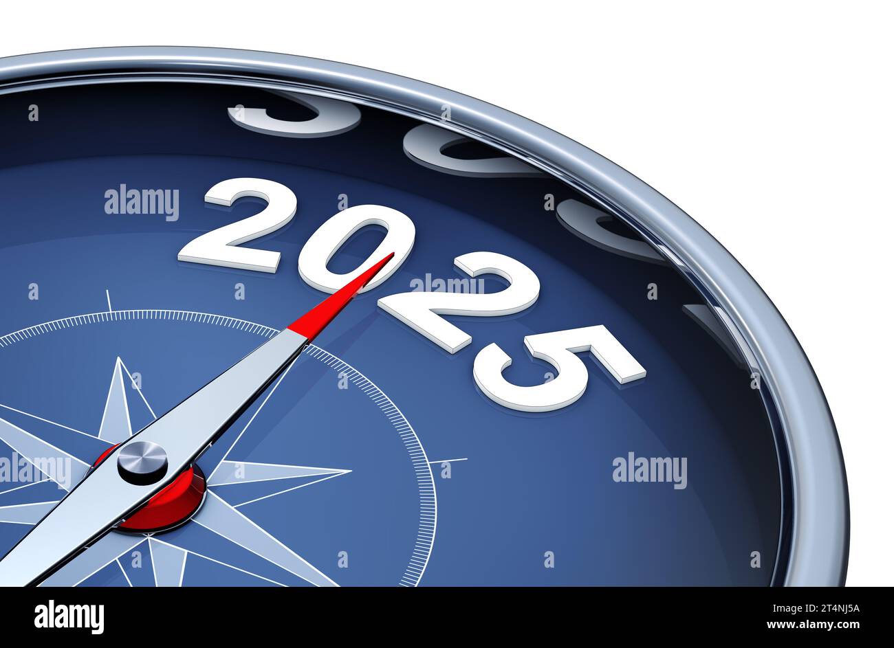 3D illustration of a compass with the year 2025 Stock Photo Alamy