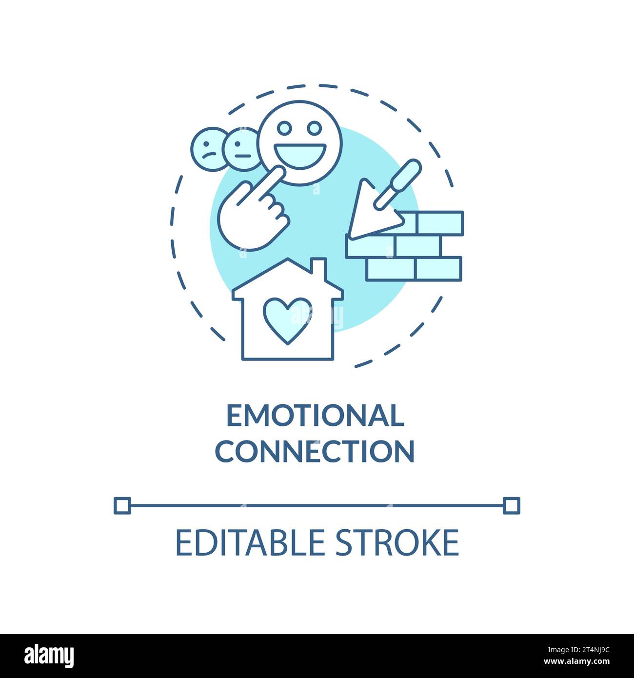 Thin line blue icon emotional connection concept Stock Vector