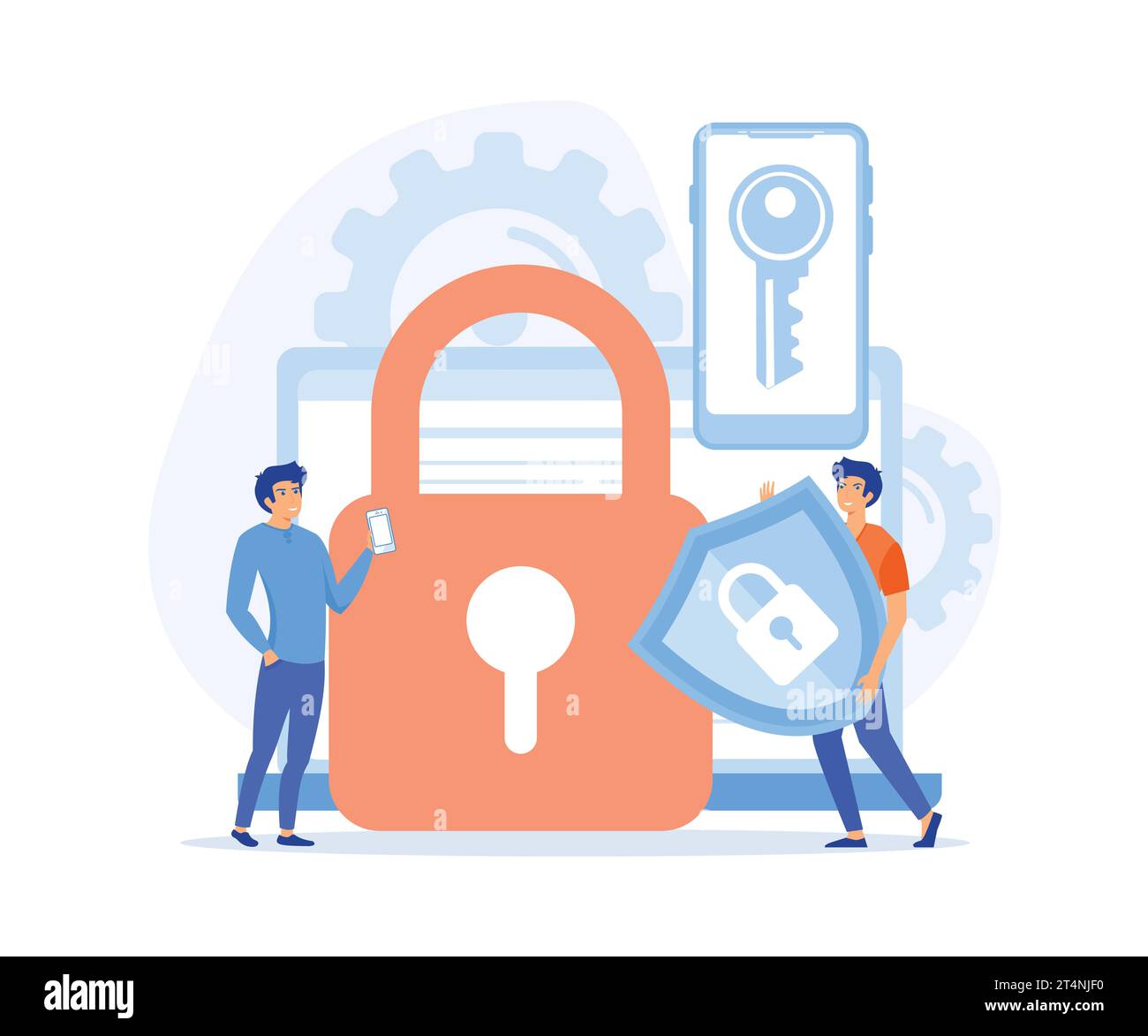 data security system concept, protected access control, privacy data protection, flat vector modern illustration Stock Vector