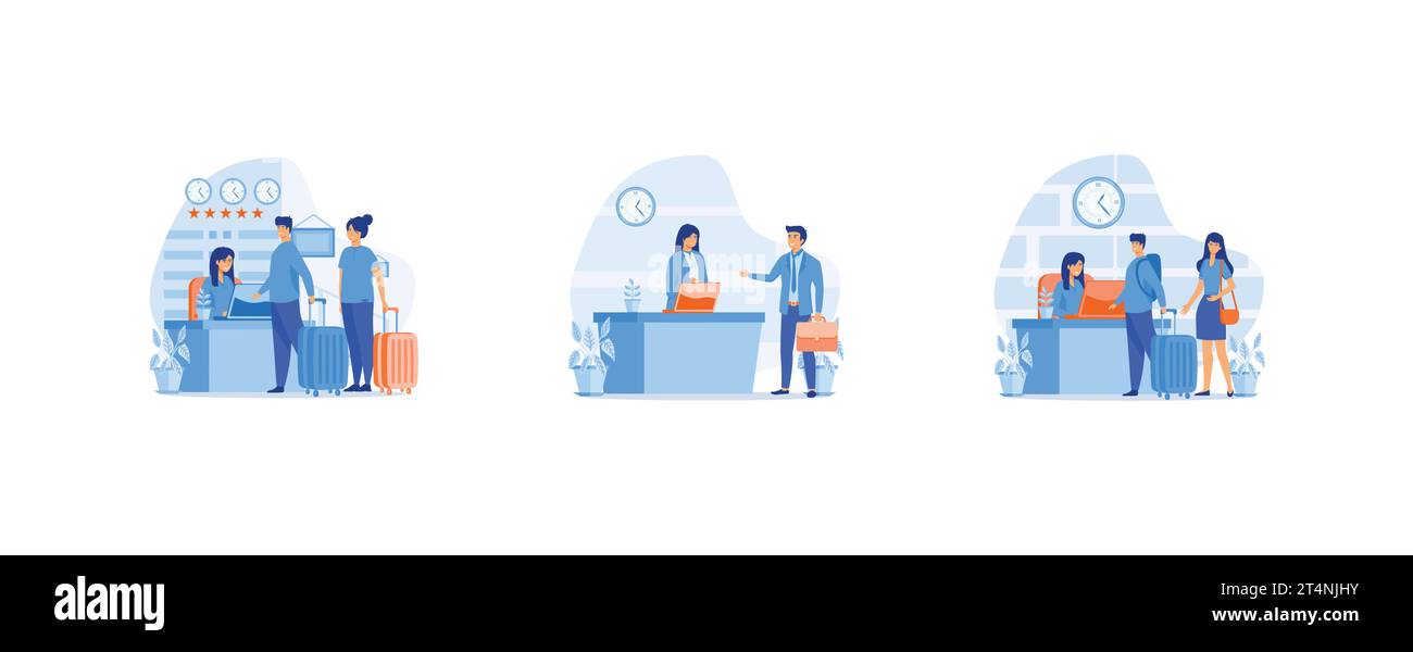 Check In Service Hotel reception concept, registration hotel service, check in to hotel ...