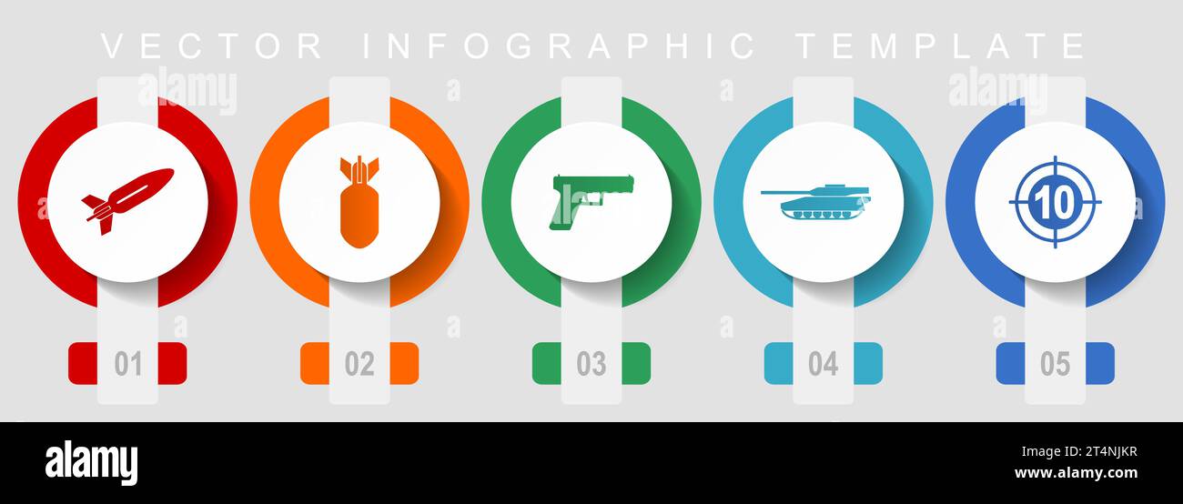 War flat design icon set, miscellaneous icons such as missle, bomb, gun ...