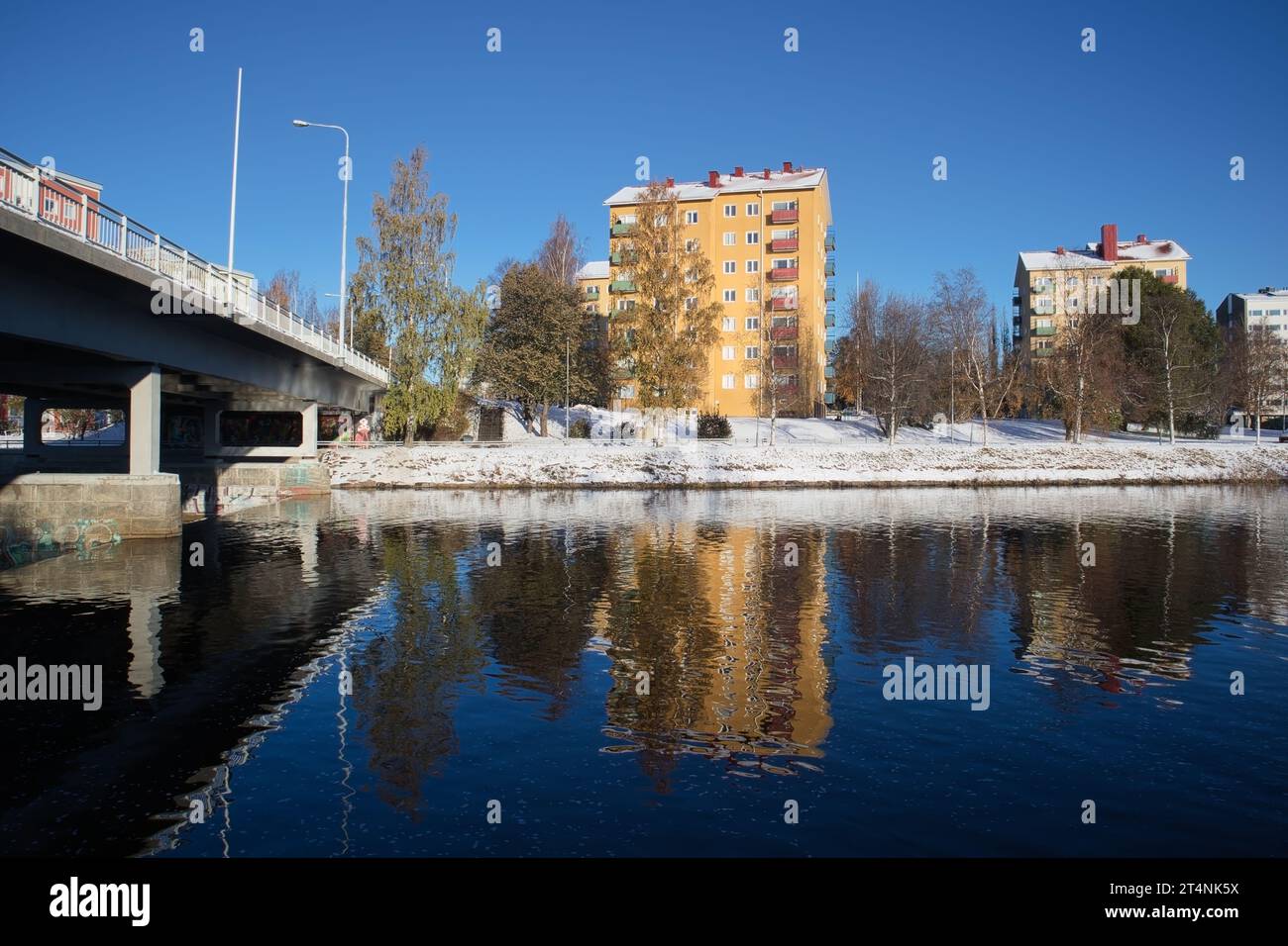Winter landscape scenery in Oulu, Finland Stock Photo