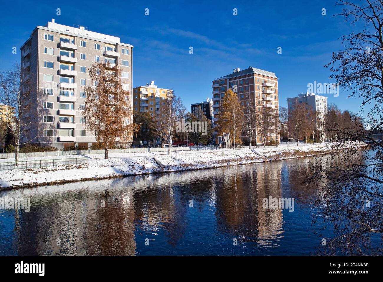 Winter landscape scenery in Oulu, Finland Stock Photo