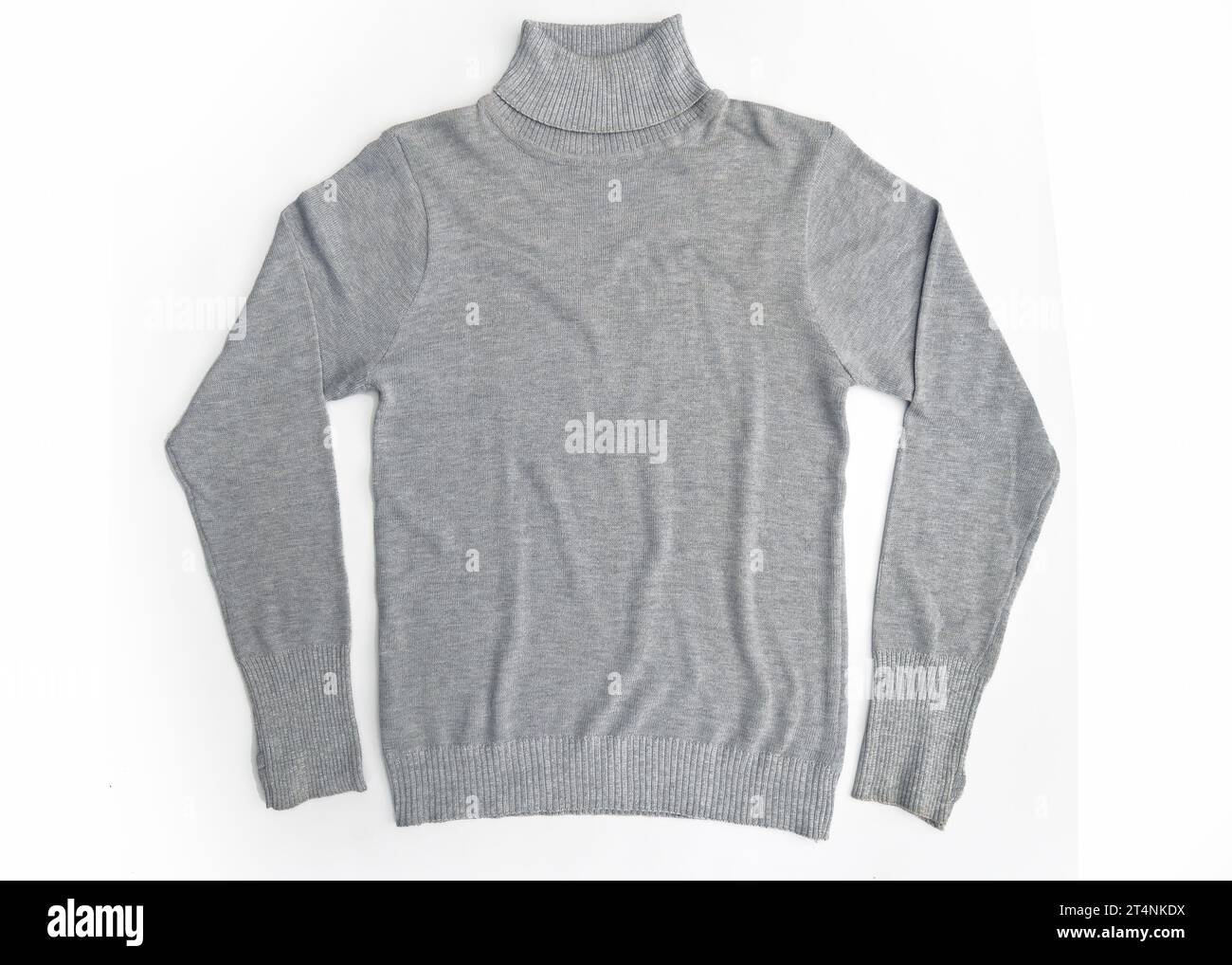Gray turtleneck mock-up template. Isolated on a white background. Stock Photo